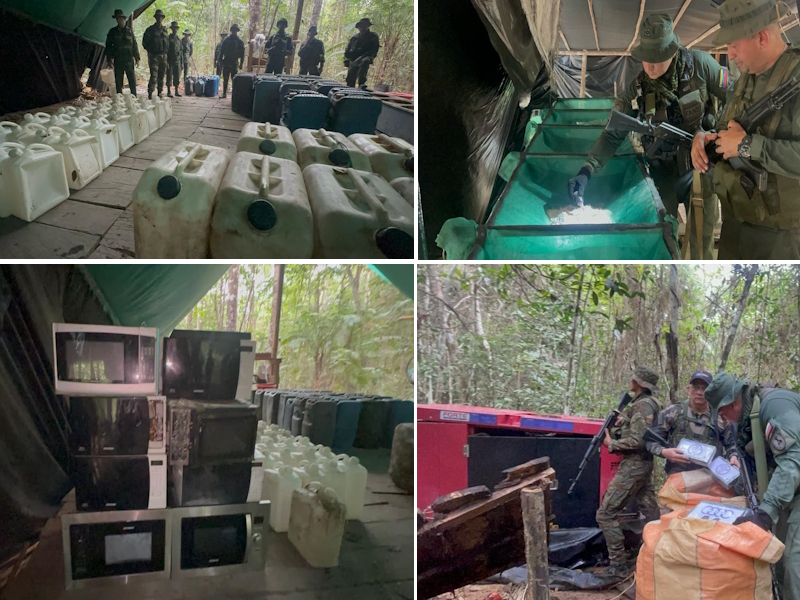 #ULTIMAHORA || La #FANB, en el marco de la operación Escudo Bolivariano 'Relámpago del Catatumbo 2024', detectó y destruyó 2 laboratorios para el procesamiento de clorhidrato de cocaína en el Mcpio Semprún del estado Zulia. Se incautaron 9.250 kilogramos de la sustancia ilícita.