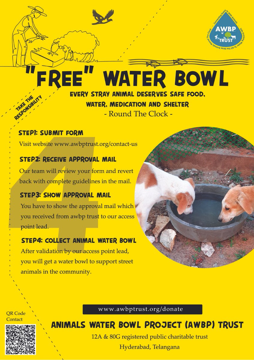Shareable content Animals deserve access to safe food and water throughout the year, and it is our duty to ensure their well-being. Please avail of the free water bowl from us by visiting the link provided here: awbptrust.org/access-points Submit your interest to receive further…