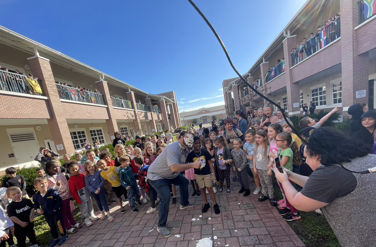 _JamieSnyder_'s tweet photo. What a FUN Friday @RicheyTigers - students used their tiger tickets to win a chance to pie a staff member in the face. https://t.co/xEUZecVvFC