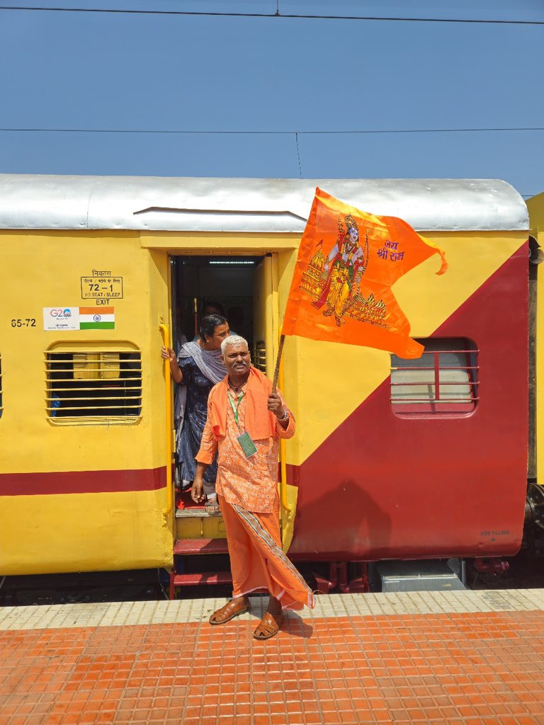 surendranbjp's tweet photo. The inaugural special Astha train from Kerala to Ayodhya, the sacred land of Lord Sri Rama Chandra, departed this morning. Thank you to Hon'ble Prime Minister Shri @narendramodi Ji and Railway Minister Shri. @AshwiniVaishnaw Ji for facilitating this pilgrimage and making it easily accessible for the people of Kerala!