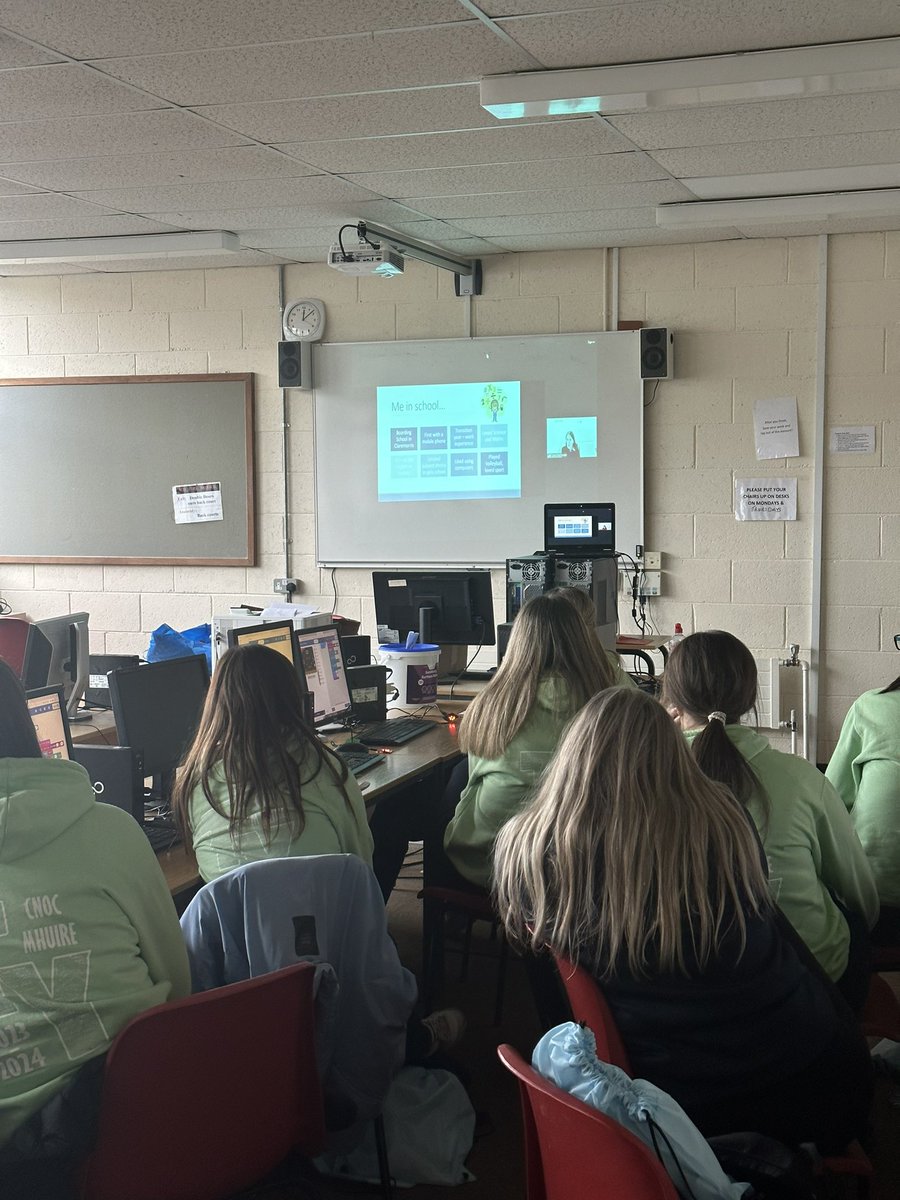 CodePlusIRL's tweet photo. #Python #Microbits #Scratch - all happening with the #TY girls @cnocmhuire #Granard Thks Caroline Smith @Fidelity for the #TechTalk -core part of our #CodePlus programme. Inspiring as always!Now did someone mention mid-term?😄😄 @uniofgalway @edtechne @corneliathinks @LeroCentre https://t.co/kJxNLh2eWE