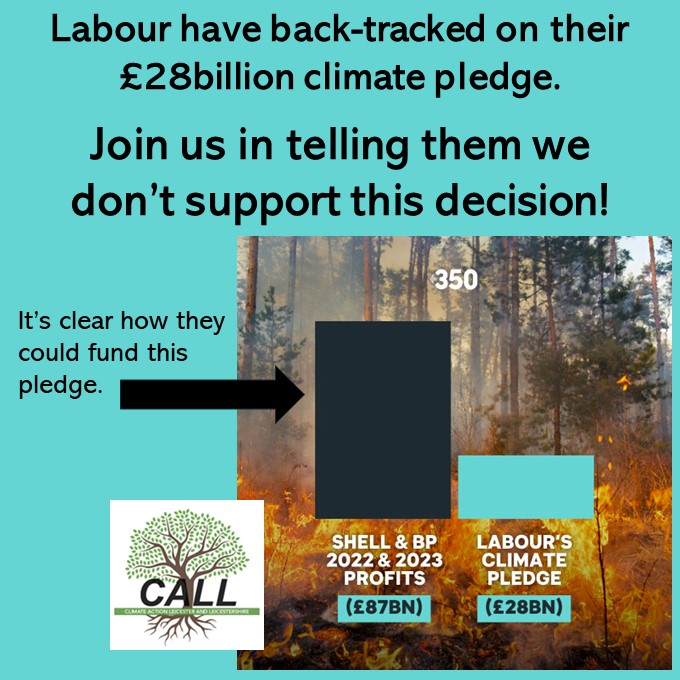 The world's just breached 1.5oC for a whole year. @UKLabour have ditched their key green pledge. It would have lowered bills, created jobs, funded green energy & home insulation & fought climate change. Tell your Labour MP it's not on: #WarmHomesLeics docs.google.com/document/d/18s…