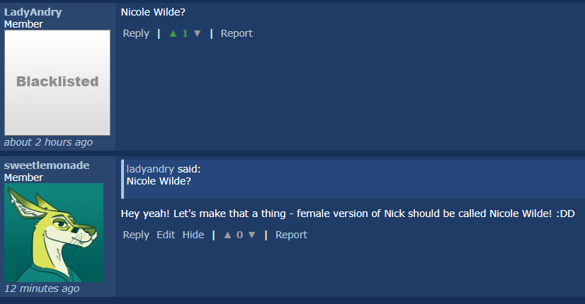 SweetenedLemons's tweet photo. Female Nick Wilde - Nicole Wilde?

How do you submit an application to Zootopia Yiff Organization?

Or is it a thing already and I'm not aware? https://t.co/ayI4mPxLA1