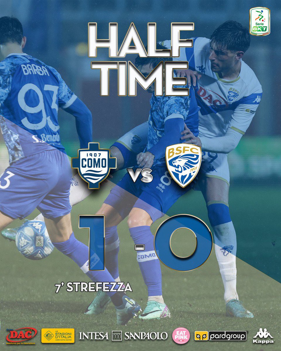 BresciaOfficial's tweet photo. 45’ | HALF TIME ⏸️

Termina 1-0 il primo tempo

#COMBRE #ForzaBrescia https://t.co/pG6YxYlke5