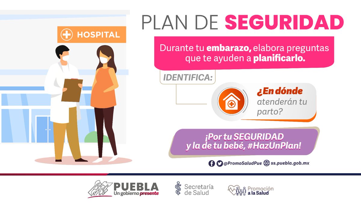 PromoSaludPue's tweet photo. Tener un plan personal y familiar para la atención del embarazo, parto o puerperio es importante, ya que las emergencias pueden ocurrir en cualquier momento y lugar 🗒️ 🤰. #EmbarazoSaludable https://t.co/4bpYBuWwXi