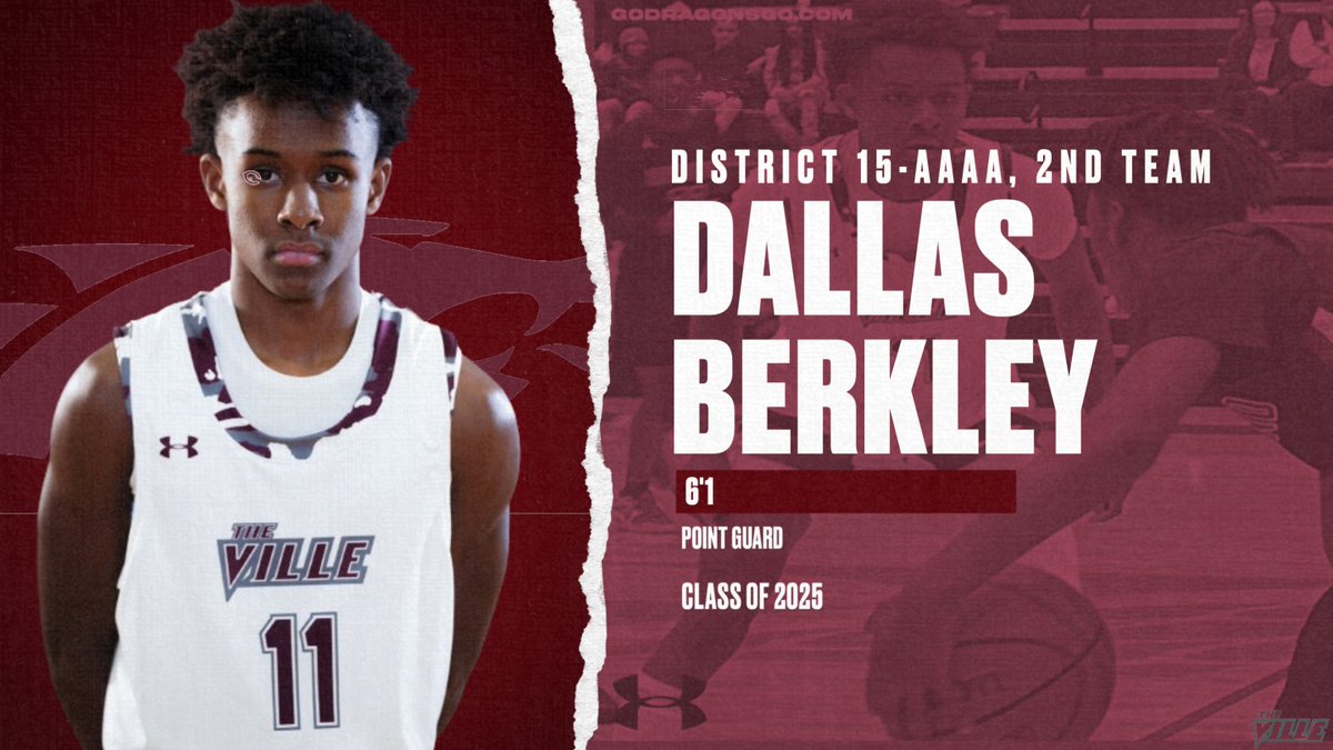 Congrats to 2025 Point Guard Dallas Berkley on his selection to the District 15-AAAA all 2nd-Team.  #GoDragonsGo