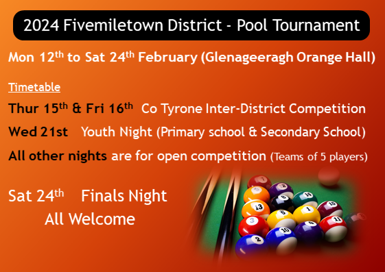 Our Annual Pool Tournament is scheduled for next week. Drop us a DM if you are interested in competing.
<a href="/OrangeBlackABOD/">The Loyal Orders</a> <a href="/OrangeOrder/">Orange Order</a>