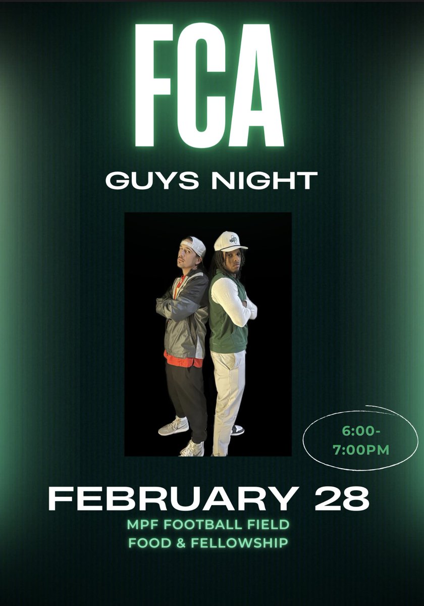 prosperhsfca's tweet photo. ‼️FCA IS CALLING ALL GUYS‼️ 
We can’t wait to hear from @Brendan_Clary and @Coach_Hill2  !! https://t.co/8BoSKUXN4M