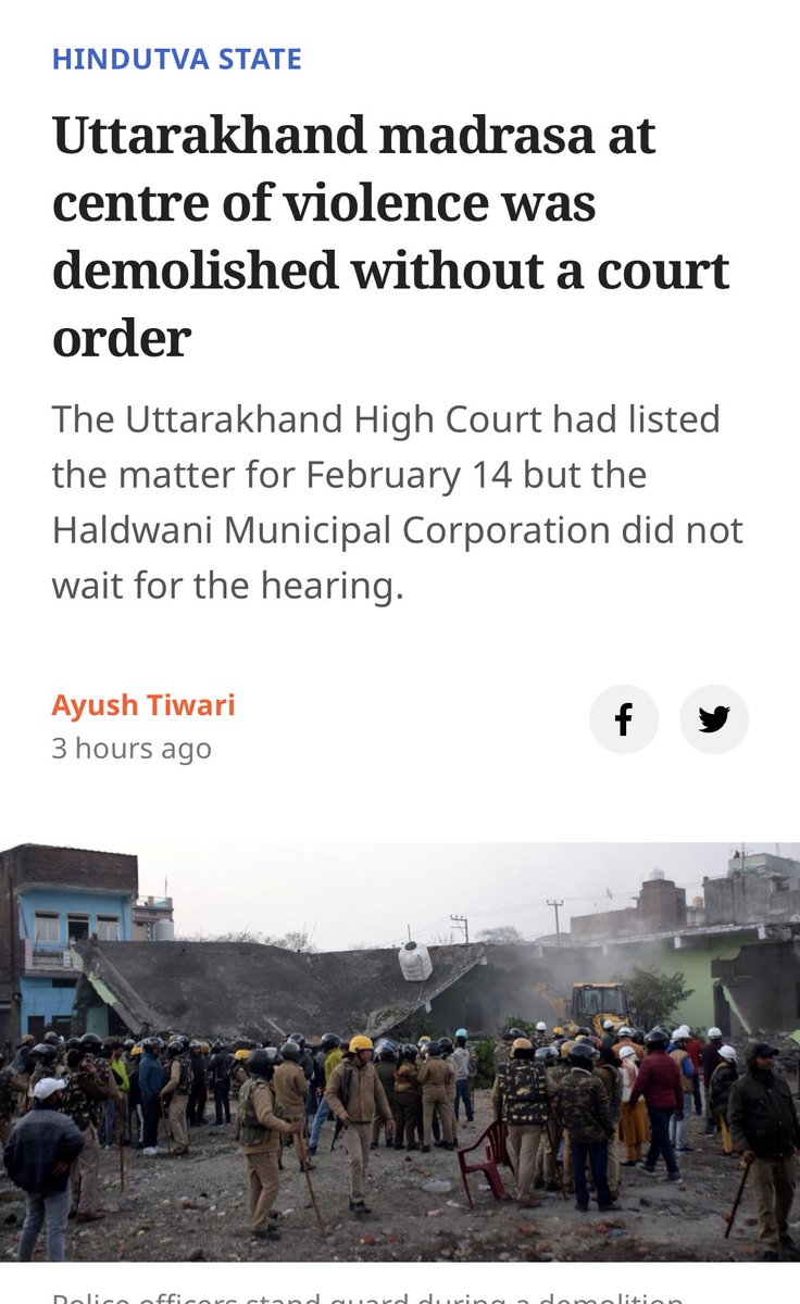 “Uttarakhand Chief Minister Pushkar Singh Dhami has claimed that the anti-encroachment drive had been sanctioned by a court direction. Nainital District Magistrate made the same assertion.”