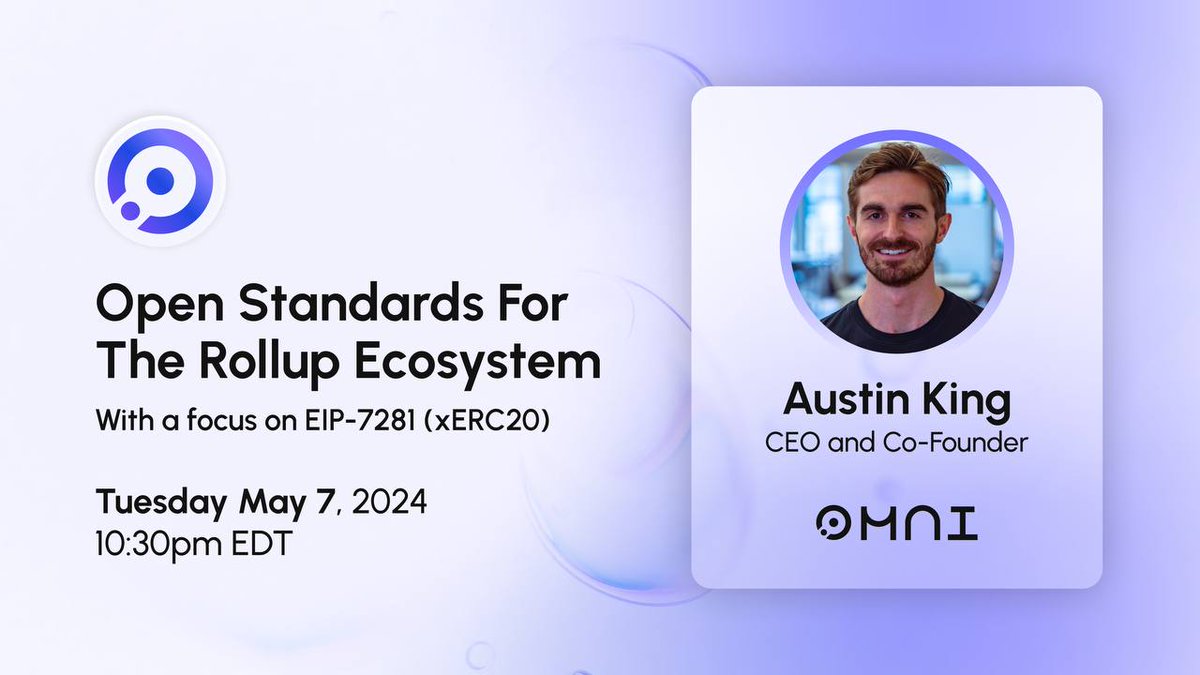 Nomina's tweet photo. Mark your calendars!

Omni Co-Founder @0xASK will be giving a presentation on May 7th at 10:30 PM EST discussing how Omni Network facilitates interoperability across rollups.

Event link:
https://t.co/QbWAFBNsX8 https://t.co/dk2iHVIYX7