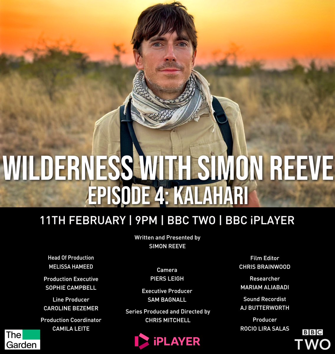 Last one..! WILDERNESS WITH SIMON REEVE, EPISODE 4: KALAHARI starts, Sunday 11th February, 9pm, BBC TWO & BBC iPLAYER #wilderness #bbciplayer @bbciplayer @TheGardenTV