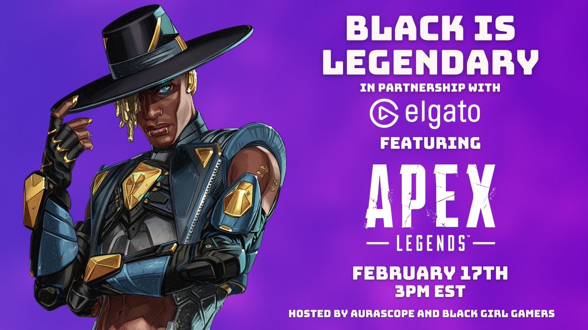 Public sign-ups for #BlackisLegendary2024 in partnership with <a href="/elgato/">Elgato</a>, featuring <a href="/PlayApex/">Apex Legends</a> are live NOW! Join me and <a href="/blackgirlgamers/">Black Girl Gamers</a> for an afternoon in the Outlands on February 17th at 3 PM EST!

🖤 Black BR Tournament
🏆 $2000 prize pool

SIGN UP: forms.gle/2hebzpkbVvpPmm…