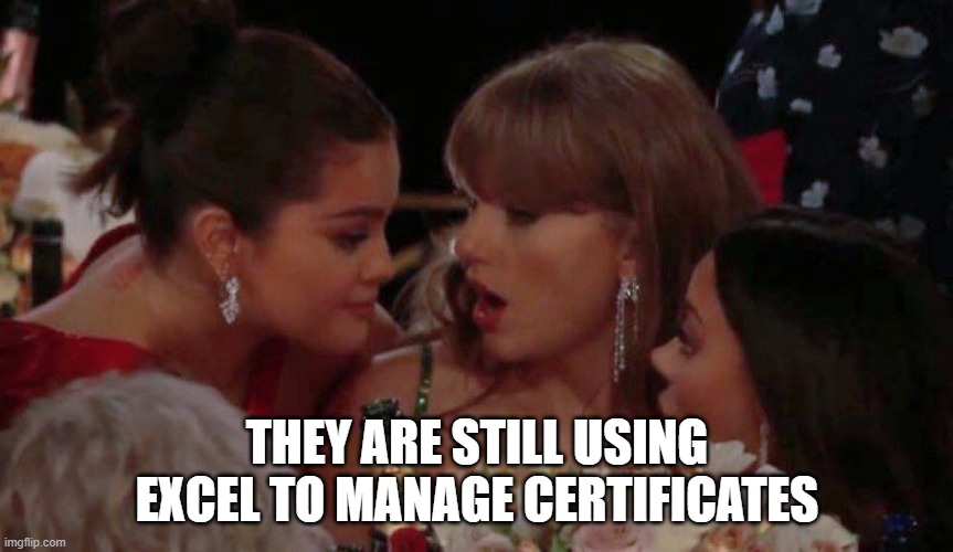 Even #taylorswift is shocked that you are using #excel for #certificatemanagment