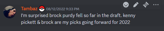 Tambazzz's tweet photo. That one time I believed in Brock Purdy and yet still collected Trey Lance cards 😑 https://t.co/C8T3lVsFOq