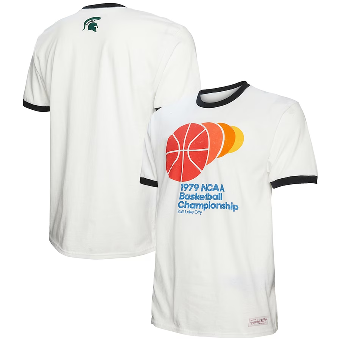 MSUGear's tweet photo. Big game for @MSU_Basketball today, which means in honor of their 125th season and reunion game, we're giving away another @mitchell_ness 1979 National Championship ringer tee! 🏀 

To enter:   
• Follow us   
• Repost this post   
• Tell us your favorite MSU b-ball player https://t.co/4Qp8ZQjKHK