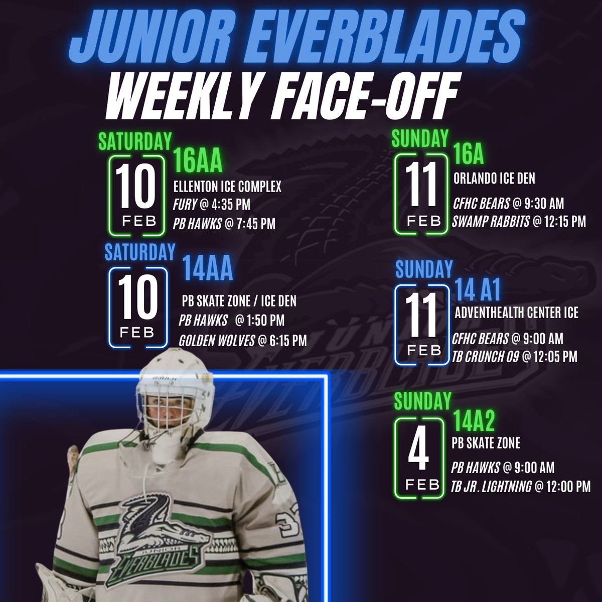 JrEverblades's tweet photo. Junior Everblades Weekly Face-Off 🐊 https://t.co/KDJSEvAK1W