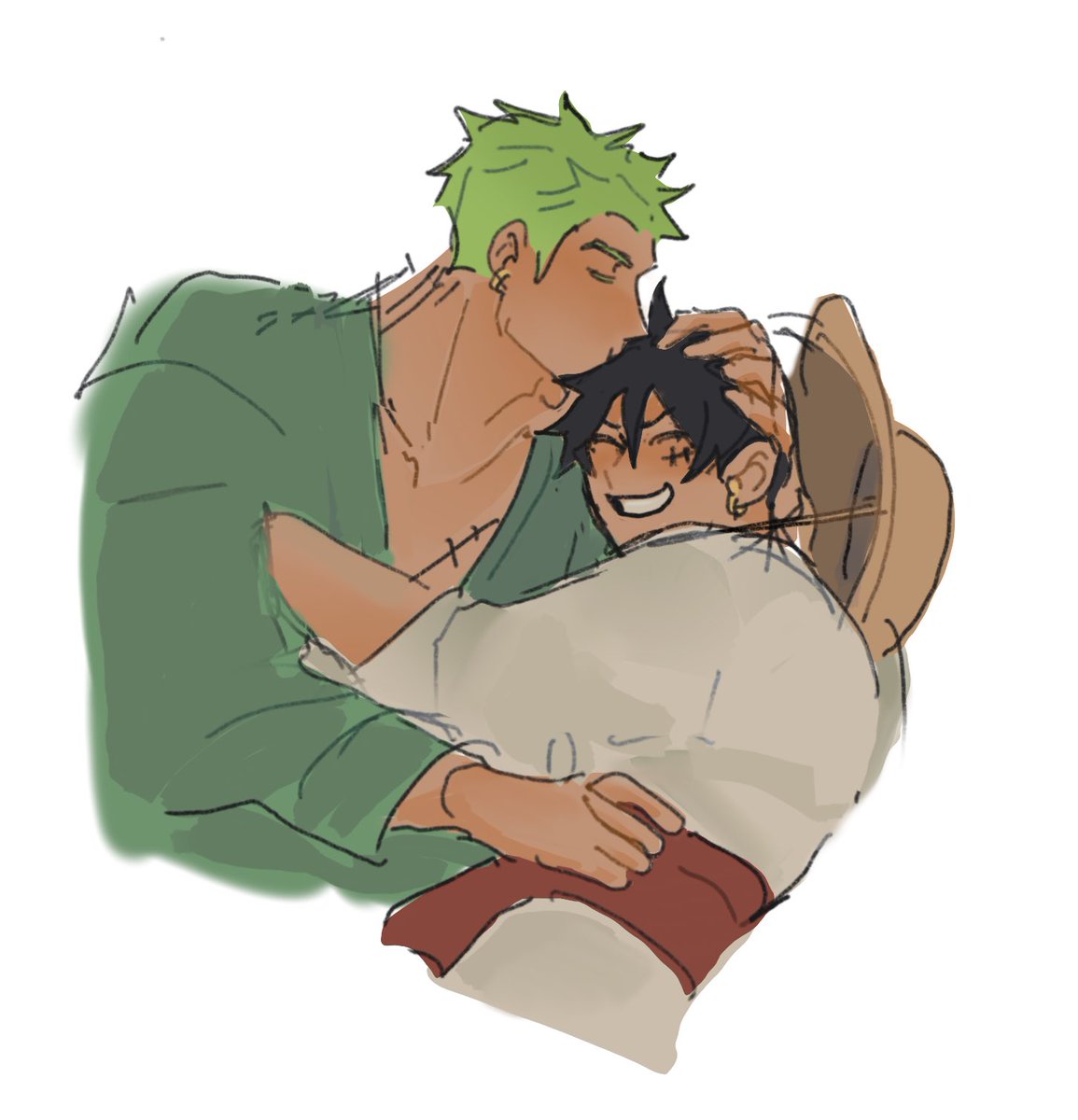 shuji24hr's tweet photo. kiss the captain! kiss the swordsman! #ONEPIECE #zolu https://t.co/3VRGrb5YC0