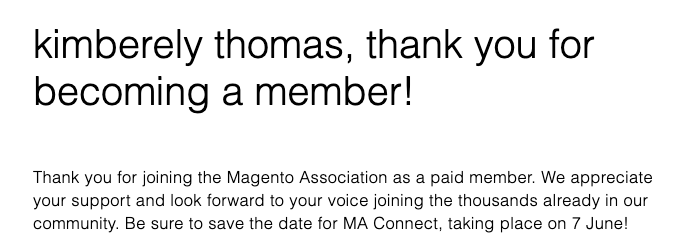 kimberely thomas (@magentogirl) on Twitter photo Well I don't know why this took so long, but I'm finally a member (and volunteer) of the <a href="/MagentoAssoc/">Magento Association</a> ! Looking forward to the #MageFuture Well I don't know why this took so long, but I'm finally a member (and volunteer) of the <a href="/MagentoAssoc/">Magento Association</a> ! Looking forward to the #MageFuture