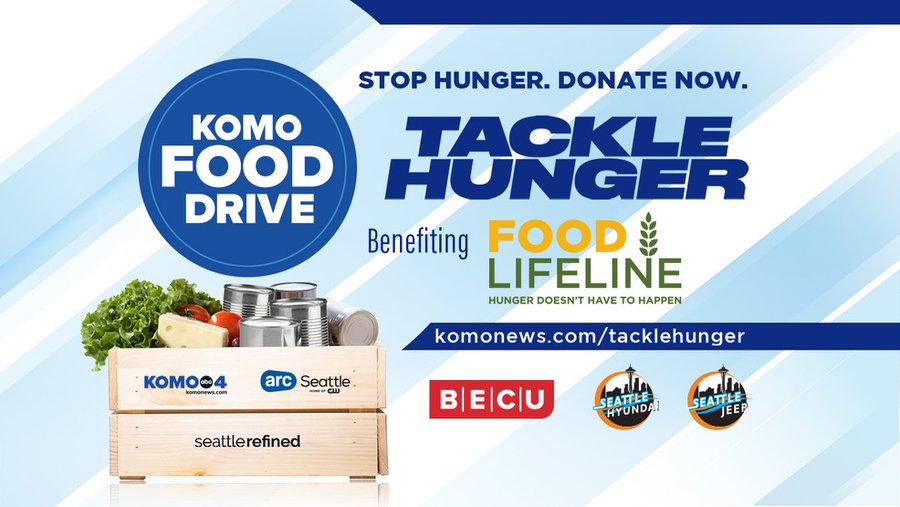 Join us and @komonews today to #TackleHunger so we can ensure all our neighbors have the food they need to thrive! foodlifeline.org/tacklehunger/