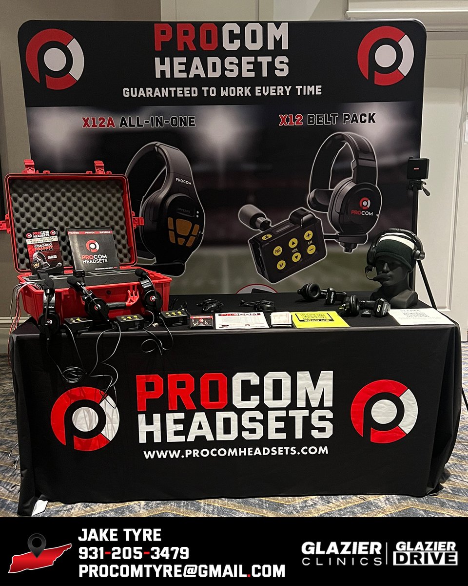 We have <a href="/coachtyre53/">Jake Tyre</a> out in Nashville for the <a href="/GlazierClinics/">Glazier Clinics</a>. Tennessee coaches, head on over to the #ProCom booth for a demo of the best communication systems on the market!

#CommunicateLikeAPro #SidelineCommunication
