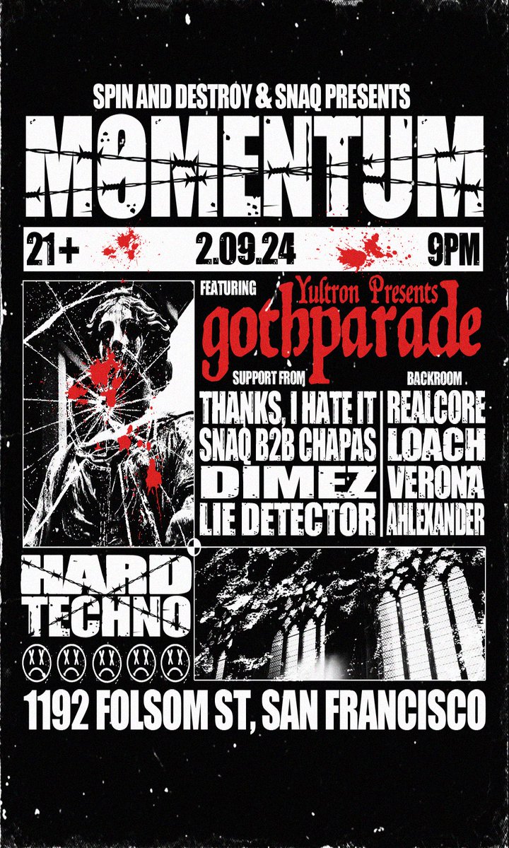 It’s finally hard techno night with Yultron Presents Gothparade!
Limited ti let’s left for tonight with limited door tickets
ra.co/events/1830982