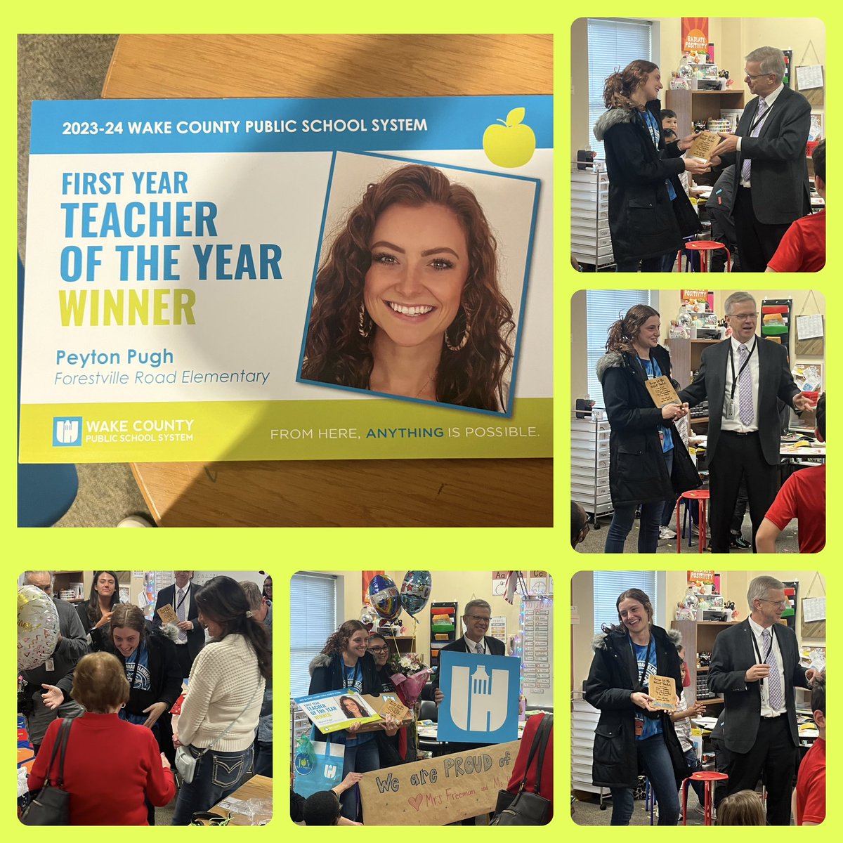 Congratulations to Ms. Pugh 🎉🎉🎉 @WCPSS honored as a Diane Kent-Parker First-Year Teacher of the Year! @ForestvilleRd @Jhafner413 @wcpssEastern