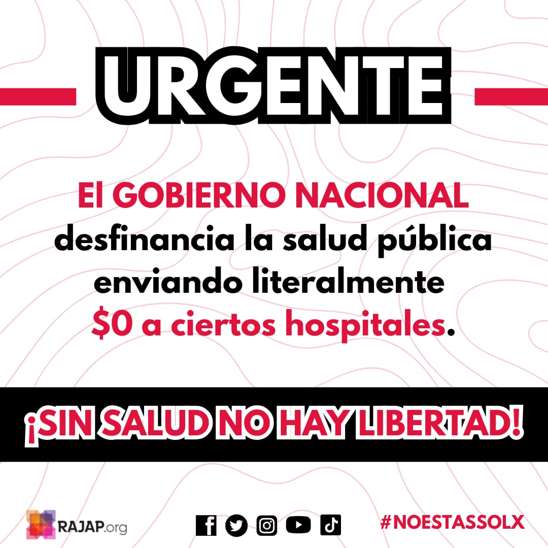 RAJAPorg's tweet photo. ‼️‼️‼️URGENTE: desfinanciamiento de la salud pública. 

🏥De acuerdo con un informe de @ocipex que analiza los recortes en el envío de transferencias desde el gobierno nacional a las provincias, hay hospitales que directamente NO están recibiendo ni un peso. https://t.co/eKZ7BYLuYP