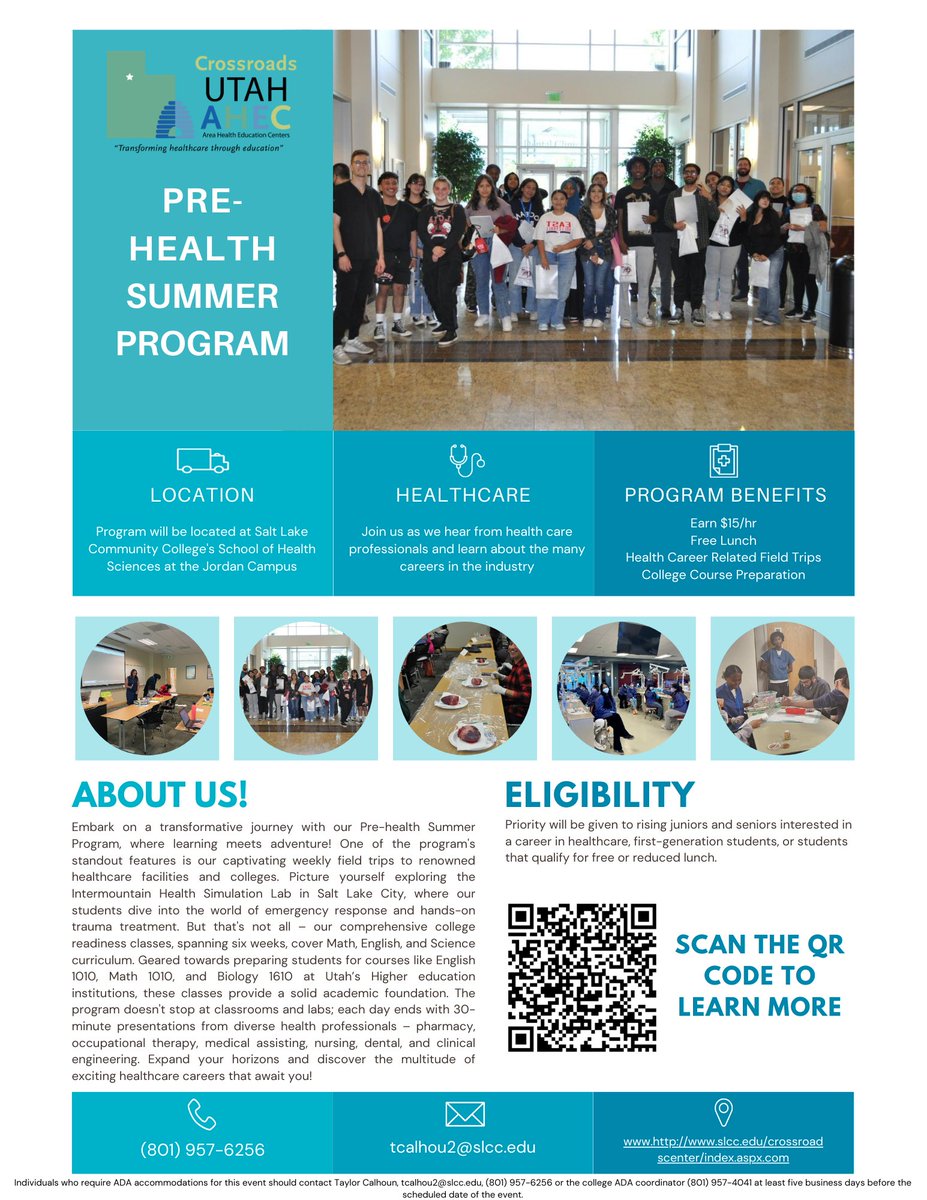 CrossroadsAHEC's tweet photo. 2024 Pre-health Summer Program Applications are now open!🌟 To apply visit our website: https://t.co/TJ48GI1uER #ahec #slcc #healthcareers https://t.co/V4hO6fHZBu