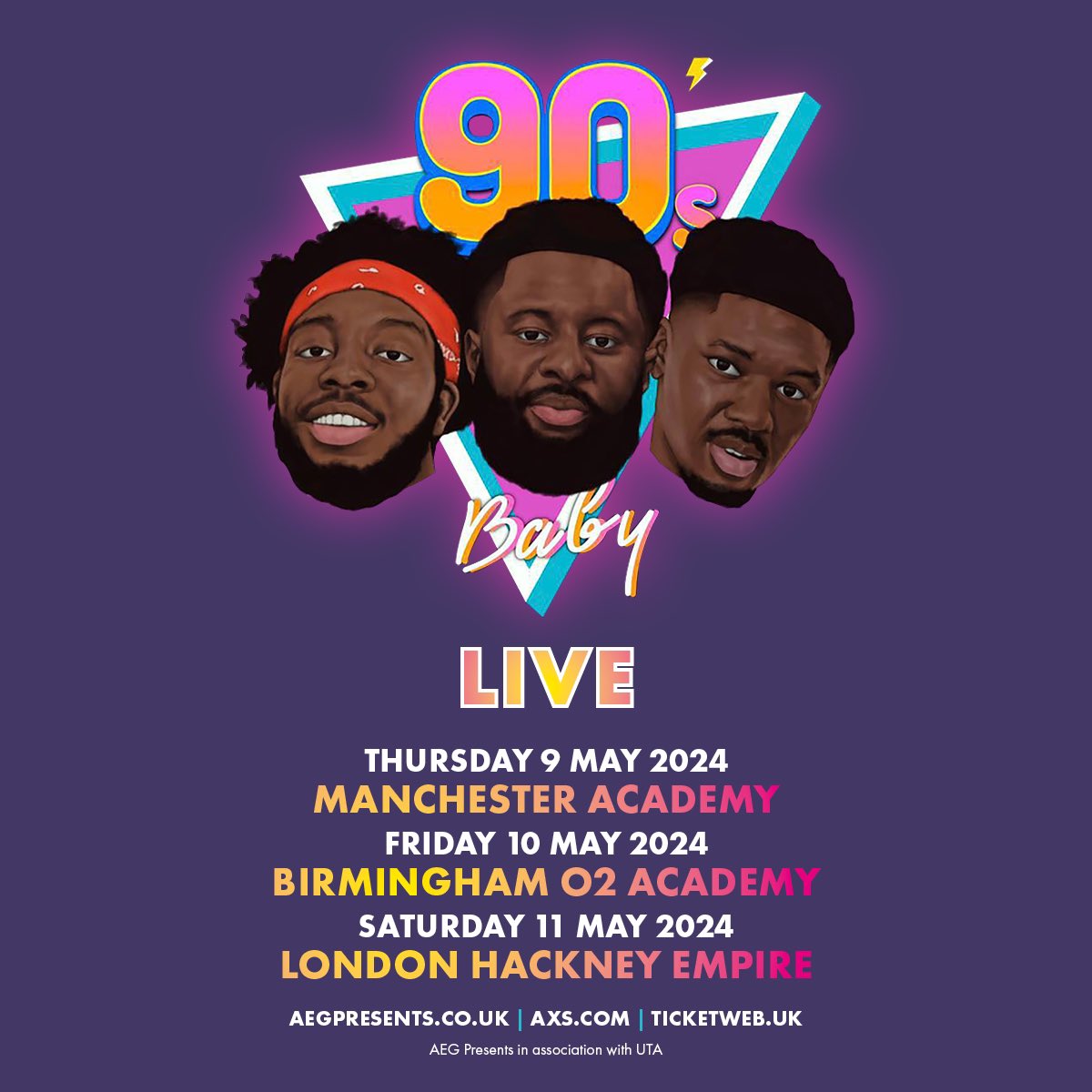 90sBabyShow's tweet photo. London. Birmingham. Manchester. 📍 

Our first multi-city tour. Come through for the live show, good vibes and to celebrate @Fr3dSantana and @VPinthecut birthdays.

May 9, 10 &amp; 11.

Tickets drop Tues 13 Feb! https://t.co/HG15gQ36Kq