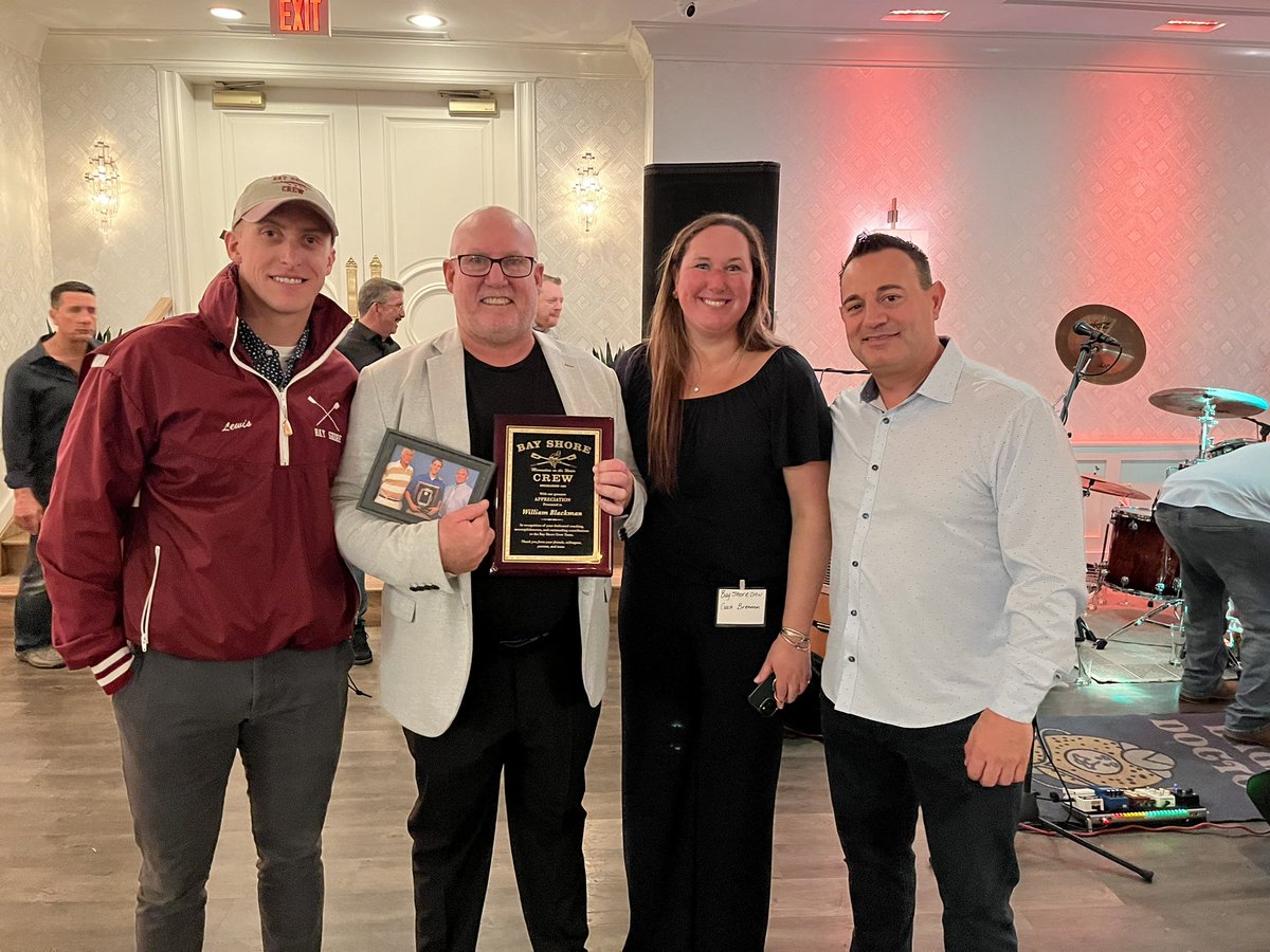 At a recent team event, the Bay Shore Crew team recognized Coach Blackman for 26 years of dedication to the team's athletes. #ItsAShoreThing