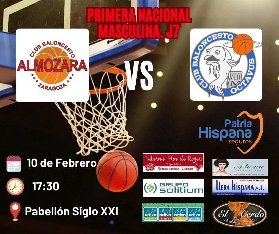 CBAlmozara's tweet photo. Primera Nacional Masc 🏀🏀🏀Jornada 7 🏀🏀🏀 CB Almozara @PatriaHispanaSe Vs @CBJUVENTUDUTEBO 🏀🏀🏀 Sábado, Pabellón Siglo XXI, 17:30h. 🏀🏀🏀@FabasketAragon https://t.co/n1YUMdo0tD