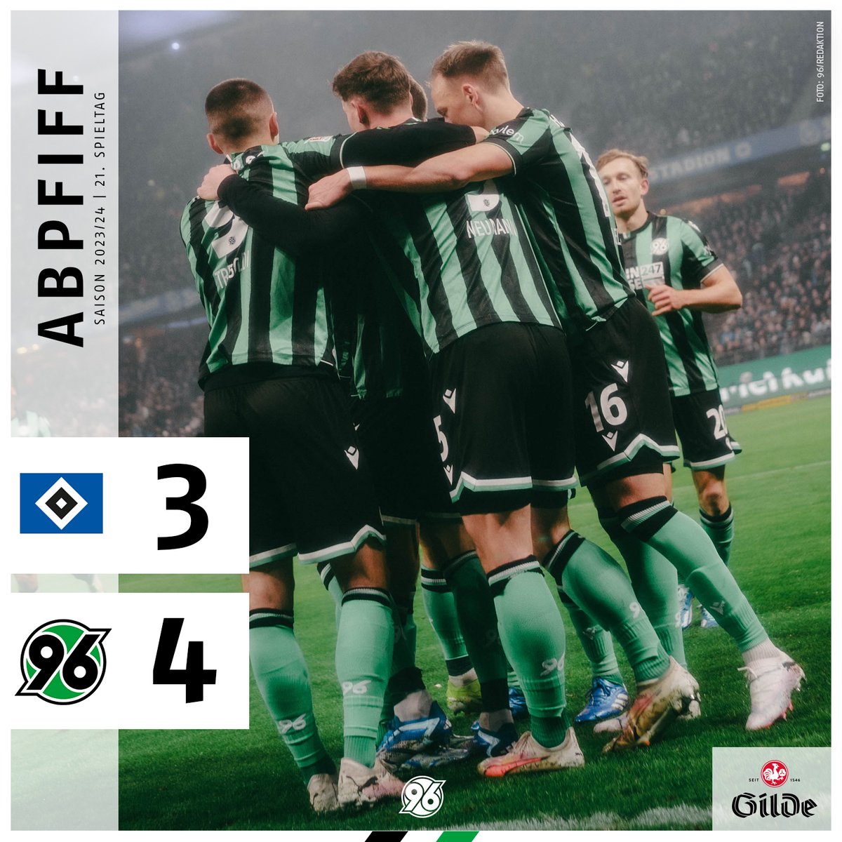 90' SCHLUSS! 🤩 Wir gewinnen in Hamburg! YESSSSSS! 💪

#H96 #NiemalsAllein ⚫️⚪️💚 | #HSVH96 3:4