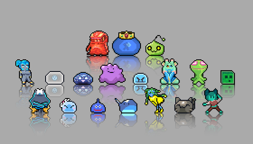 ✏️ The #slime line-up #pixelart 
➕ Slime [ Maple Story : <a href="/MapleStory/">MapleStory 🍁</a> ]
⚪️ Continuing the game slimes for the next..