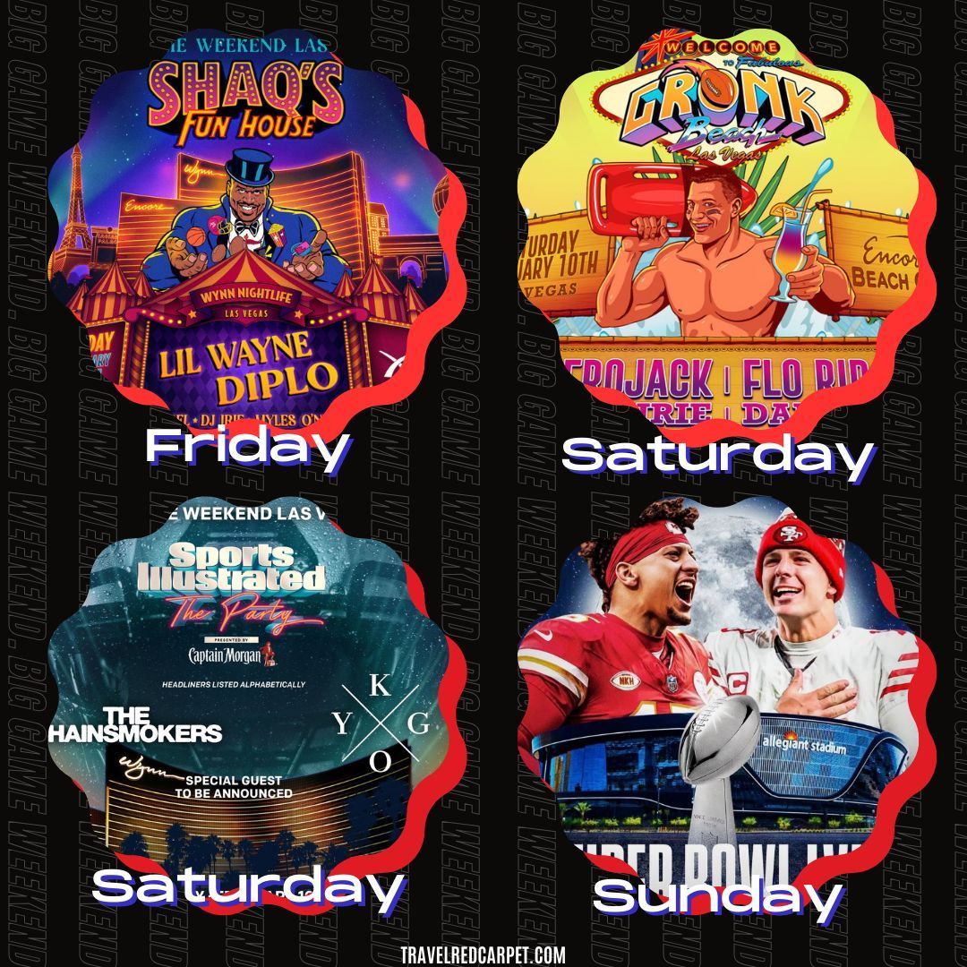 This weekend will be one for the books! You can still secure your access to some of the hottest parties this weekend. Call us! 
.
.
.
#superbowl #lasvegas #lasvegasparty #nfl #sportsillustrated #shaq #XS #wynn  #allegiantstadium #traviskelce #taylorswift #kansascity #nfl
