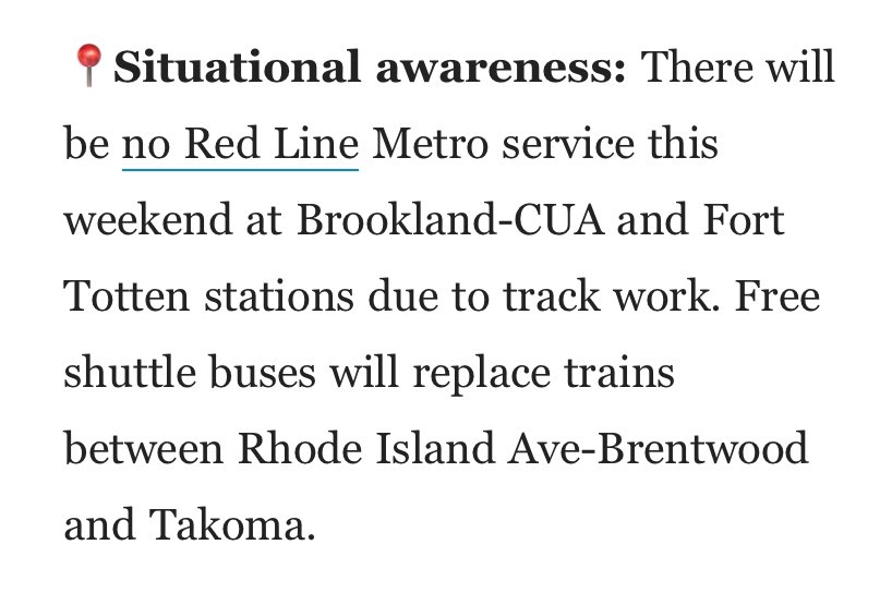 🚨#Brookland metro closed this weekend 

wmata.com/service/status…