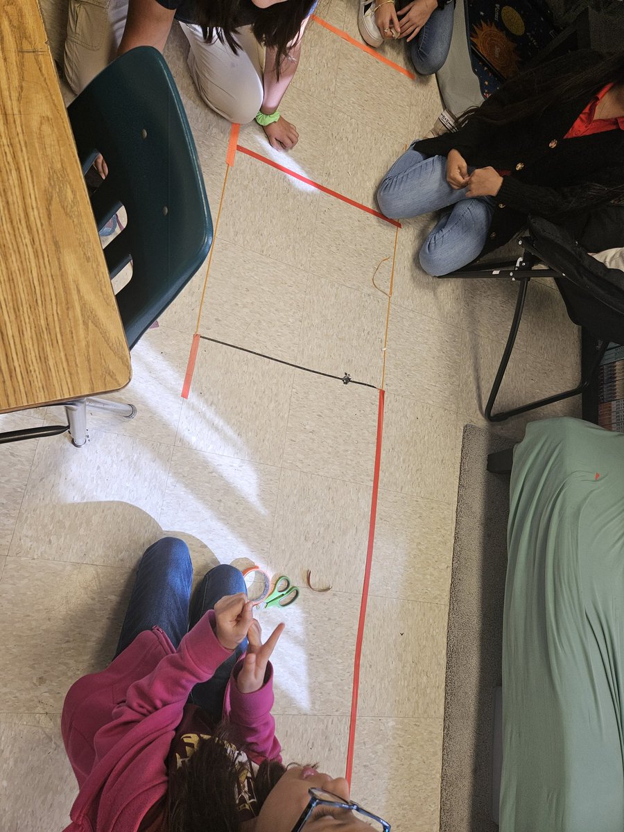 Klp_1111's tweet photo. Students worked together to create area and perimeter shapes in the classroom. They worked through misconceptions and had a blast with the activity. #oes #5th #blessedteacher https://t.co/blUdNEucFn