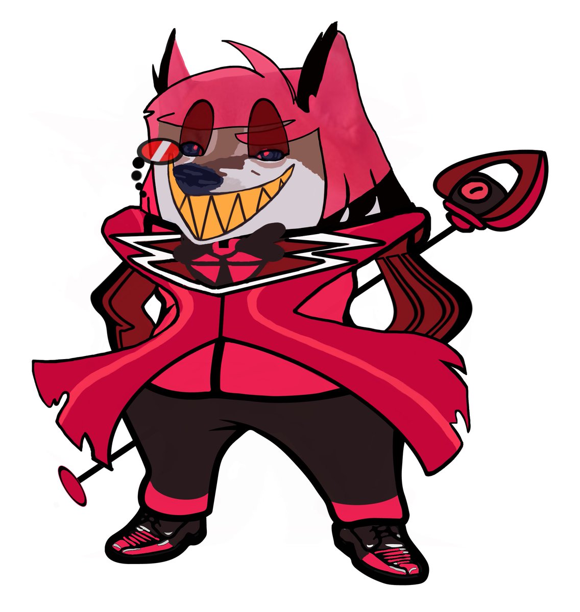 ky_painter's tweet photo. @RealAColmundo here is your new fella. An Alastor Hazbin fella burning up the v*+^iks. Thank you for supporting Ukraine. ❤️ https://t.co/04luCFeHKE