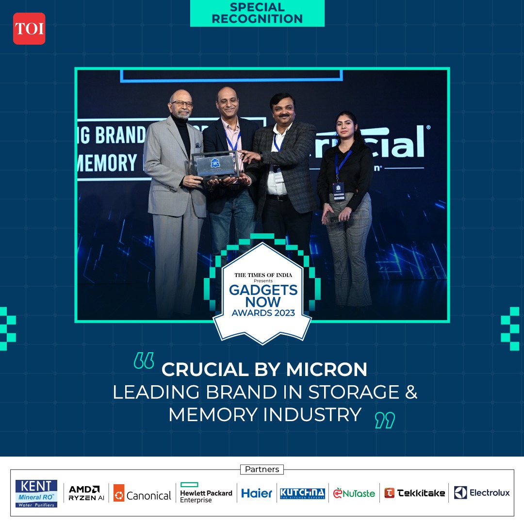 #GadgetsNowAwards2023 | Leading brand in storage & memory industry - Crucial By Micron @MicronTech