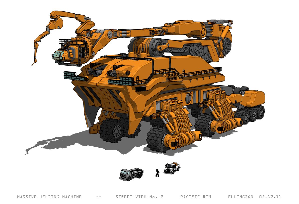 This was such a fun design to develop alongside Guillermo del Toro, regardless of whether it made it into the final film. Massive welding machine.

<a href="/RealGDT/">Guillermo del Toro</a> @Dougblot