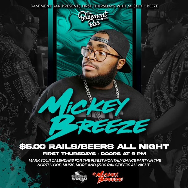 URBAN WORLD MGMT (@urbanworldmgt) on Twitter photo Join <a href="/MickeyBreeze/">Mickey Breeze</a> live from the Basement Bar for “First Thursdays” March 7 for the best dance music in town and much more! Join <a href="/MickeyBreeze/">Mickey Breeze</a> live from the Basement Bar for “First Thursdays” March 7 for the best dance music in town and much more!
