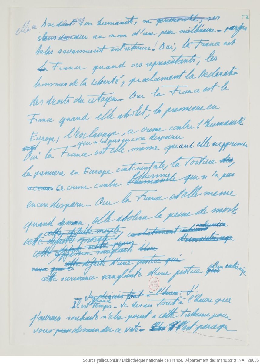laBnF's tweet image. La BnF rend hommage à Robert Badinter, décédé ce 9 février. Avocat, enseignant, homme politique, il fut le principal artisan de l’abolition de la peine de mort. Nous conservons notamment le manuscrit de son discours historique bnf.fr/fr/actualites/…