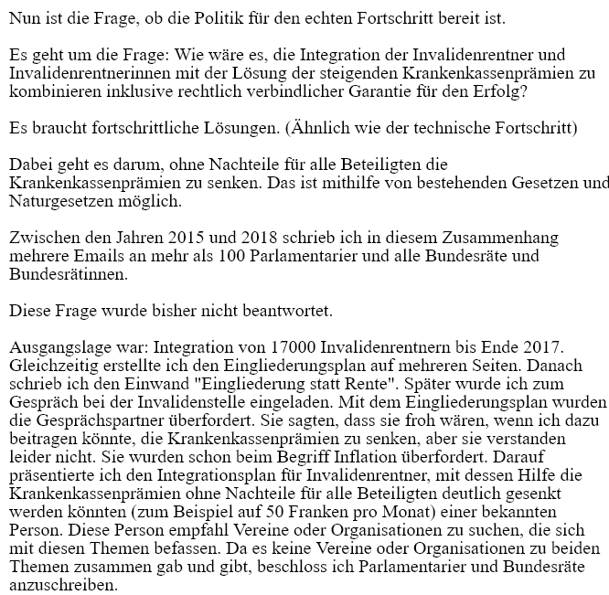 7IVrevision's tweet photo. Wie wäre es, die Integration der IV-Rentner mit der Lösung der steigenden #Krankenkassenprämien zu kombinieren mit rechtlich verbindlicher Garantie (ohne Nachteile für alle Beteiligten)?
@PatrickHaessig  @FabianMolinaNR @PhilippKutter @BabaSteinemann @srfnews @20min @santesuisse https://t.co/4GTiHF8Vbh