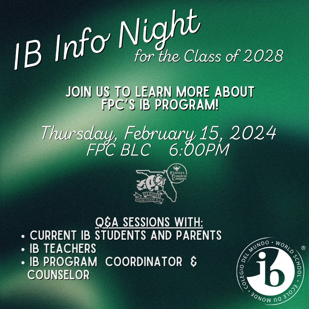 What to know more about IB? Come join us on 2/15 for question and answer sessions with students, parents, teachers, and guidance.