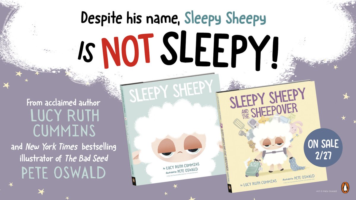 It’s time for Sleepy Sheepy’s very first sheepover! But when it’s time for bed, Sleepy Sheepy CANNOT SLEEPY! Preorder the next picture book from @lucyruth and @peteoswaldart: bit.ly/3Uwucph