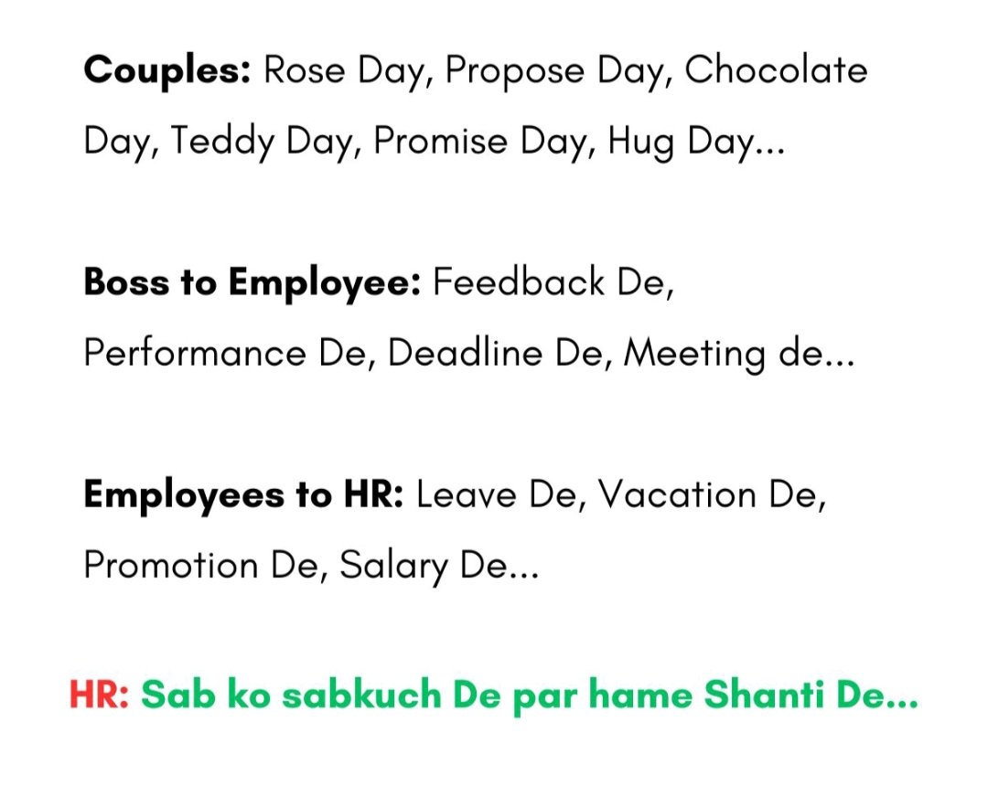 To all HRs ask for Shanti De 😂 Aur kuchh nhi chahiye!
Agree!✅
#hrlife #hrcommunity #hrtransformation #hrtrend #hr #corppratelife