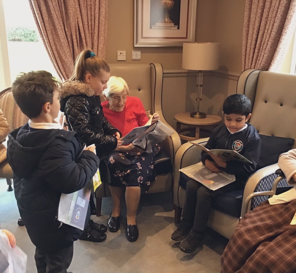 HFHA_KS1's tweet photo. In RE this term, the Year 1 children have been learning about parables from the bible. They explored the key messages of kindness, inclusivity and understanding and put this into practice by visiting Harrier House, our local care home and sharing books with the residents📚🏡 https://t.co/UdJUv5mvl6