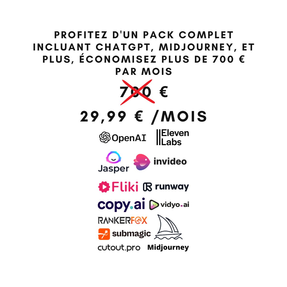 GigafluxAI's tweet photo. Saviez-vous que vous pourriez économiser plus de 700€ chaque mois en utilisant les #outilsIA les plus populaires ? 💸 Pour seulement 29,99 €/mois, accédez à #GPT4, #MidjourneyAI, #ElevenLabs, #Submagic et plus encore. Une offre imbattable pour booster votre productivité et créativité ! 🤯
Pour saisir cette offre :
1️⃣ Likez & RT pour partager
2️⃣ Commentez : "Pack IA"
3️⃣ Abonnez vous pour recevoir le lien