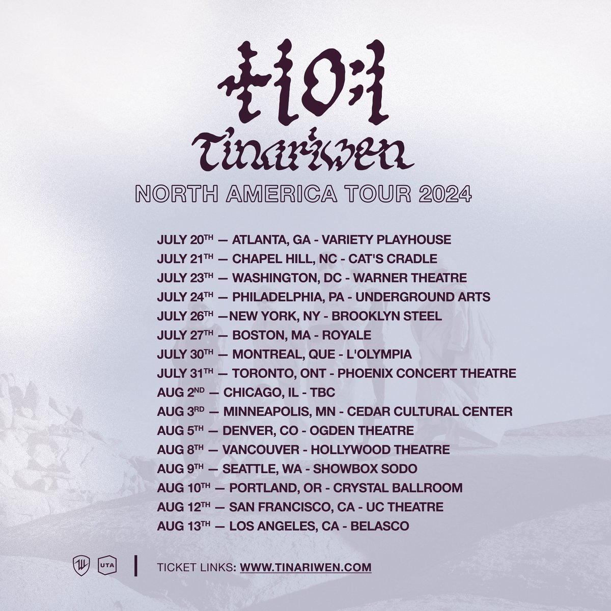 Tinariwen will be back in the USA and Canada this summer!
Tickets are now on sale: tinariwen.com/tour

#tinariwen #amatssou #tuareg #azawad