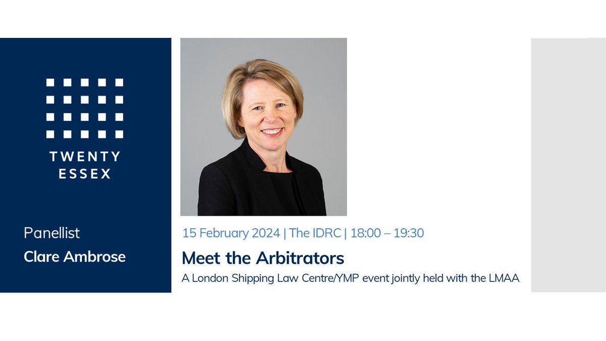 On 15 February, Clare Ambrose will be speaking in a ‘Meet the Arbitrators’ panel hosted by LSLC/YMP and the LMAA. Clare will be discussing issues including the role of the LMAA, what arbitrators find helpful/unhelpful, and how to become an arbitrator. shippinglbc.com/events/meet-th…