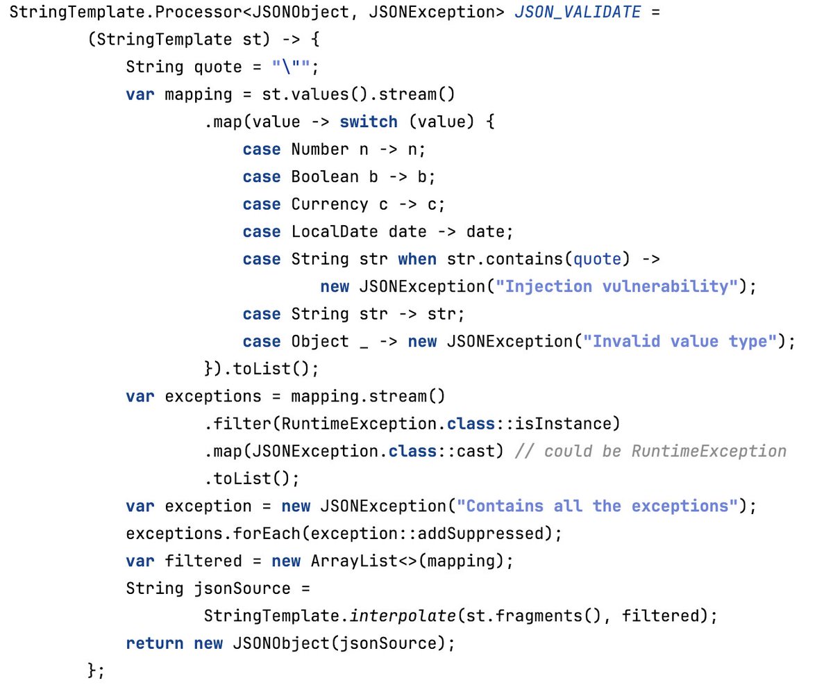 ammbra1508's tweet image. Got an excellent advice from @JosePaumard: use a stream and treat exceptions without interrupting the process. Thank you 🙏! #Java21 #fridayfun